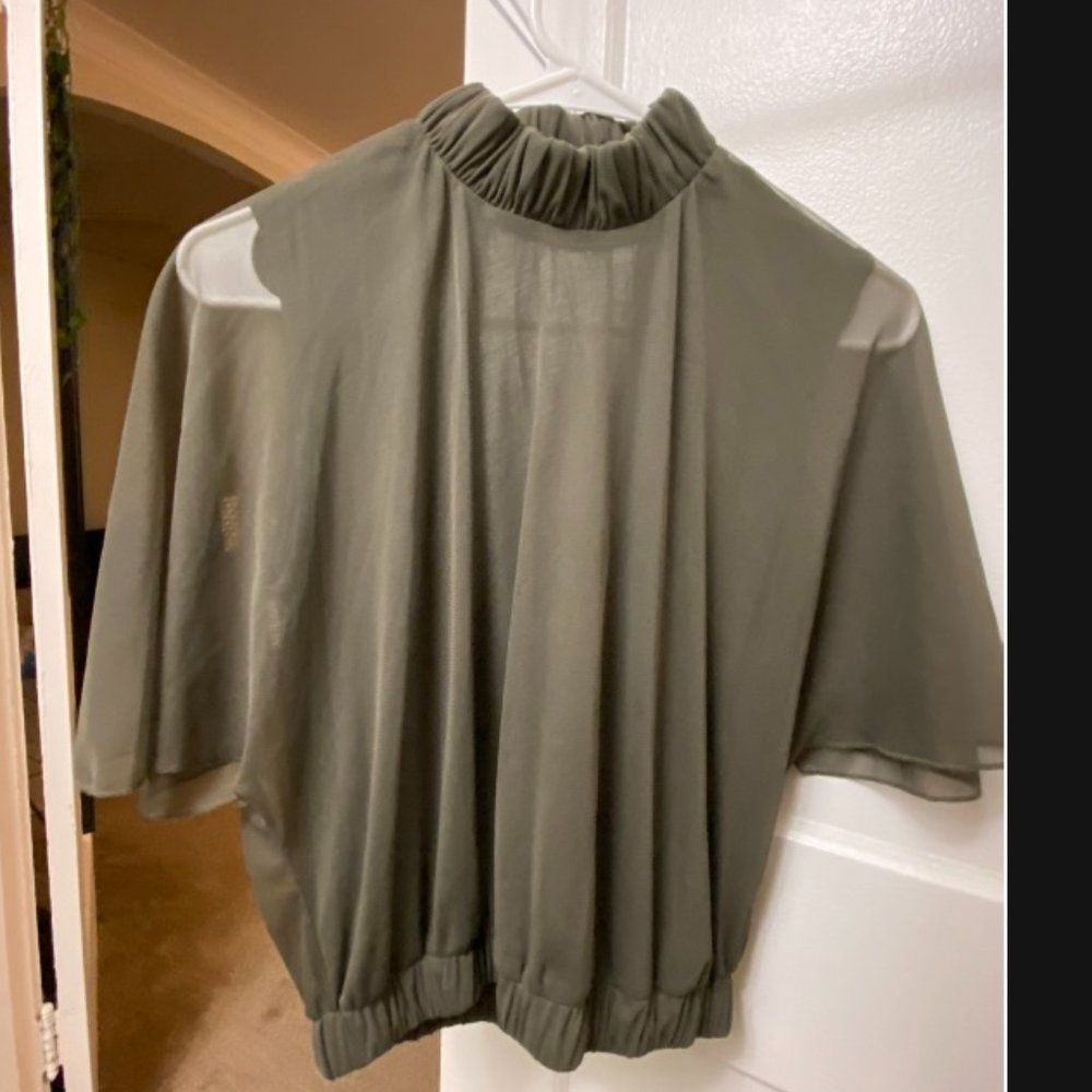 green mockneck blouse zara sm